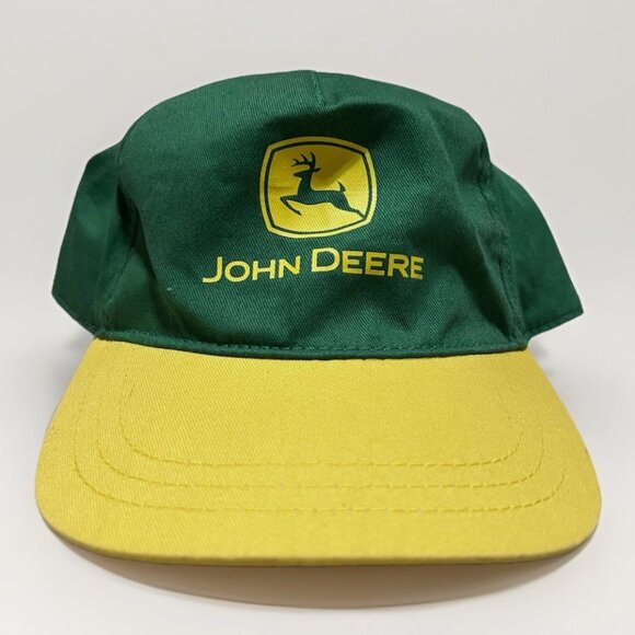 John Deere Green Yellow Adjustable Snapback Hat Cap Flat Bill - Picture 1 of 6